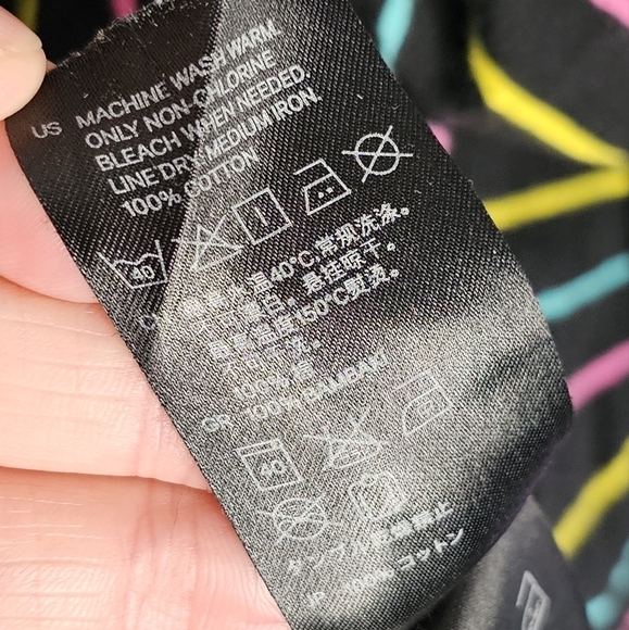 H&M Women's Black Pink Blue & Yellow Striped Short Sleeve Top Size S - Picture 9 of 9